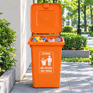 60L Heavy Duty Workshop Scrap & Trash <b>Bin</b> Flip Cover Odor Seal Plastic Garbage Receptacle Garage Automotive Yard - Product Image 1