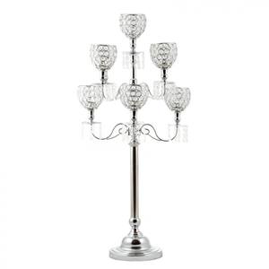 Silver Finish <b>Tall</b> Candelabra Candle Stand Set With Curved Arms For Wedding Banquet Party <b>Table</b> Decoration - Product Image 2