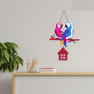 Décoration murale rectangulaire en MDF Arya Digital Modern Macaw Parrot, peinture murale en bois à suspendre, pièce unique pour la maison, le salon, le bureau - Product Image 4
