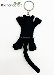 Custom Handmade 100% Wool Felt Black Cat Keychain Eco-Friendly Animal Felt Keyring for Promotional <b>Gifts</b> Needle Felted Bag - Product Image 2