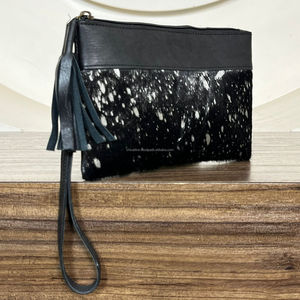 Stylish Hair-on Metallic Genuine Cowhide Leather Clutch Wallet Premium Pattern Wristlet <b>Purse</b> Organizer Perfect for Cash & Cards - Product Image 5