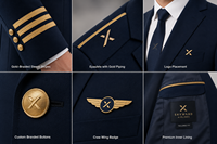 Uniformes d'aviation personnalisés à manches courtes en polyester pour pilotes et personnel de cabine |   OEM ODM |   Vêtements de travail unisexes sur mesure avec détection d'aiguilles de qualité supérieure