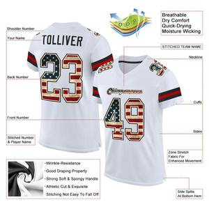 Maillot de football personnalisé, uniforme de football de qualité supérieure | Fabricant EM&ODM, drapeau américain vintage blanc personnalisé, maille noire authentique - Product Image 2