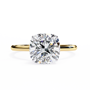 Bague de fiançailles personnalisée en or jaune 18 carats avec diamant de laboratoire fantaisie taille coussin 5 carats, bijoux - Product Image 1