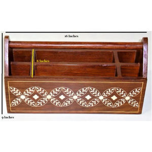 Handmade Wood Cutlery Holder Vintage Flatware <b>Caddy</b> Tableware Organizer Box Decorative Remote Control Holder Desk Storage <b>Caddy</b> - Product Image 3