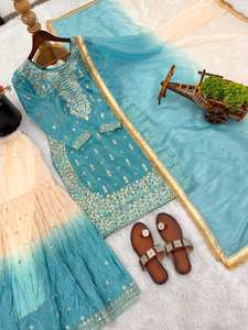 Nouvelle collection de créateurs en soie avec broderies lourdes et sequins, ensemble haut-bas et dupatta entièrement cousu, prêt à porter - Product Image 4