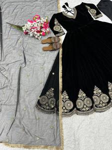 ANARKALI PENT Women's Modern Heavy Vichitra <b>Silk</b> Sequined Multi-Sequence Embroidery Regular Fit Length <b>Kurta</b> Party Quick Dry - Product Image 6