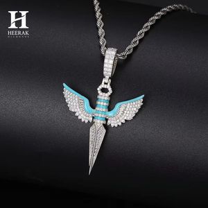 Custom 925 Sterling <b>Silver</b> VVS Moissanite Iced Out Winged <b>Sword</b> Dagger Pendant Hip Hop Jewelry - Product Image 3