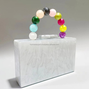 Handcrafted Designer Resin Beads Stone <b>Clutch</b> Bag Magnet Closure Indian Handmade Party <b>Wedding</b> Bridal <b>Clutch</b> Customizable Size - Product Image 2