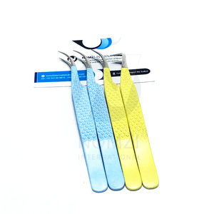ชุดแหนบปลายแหลม NOMZI INTERNATIONAL สีเหลืองอ่อนน้ำเงิน ขายดี ปรับแต่งได้ ด้ามจับเพชรยาว ปลายไฟเบอร์ สแตนเลสสตีล - Product Image 1
