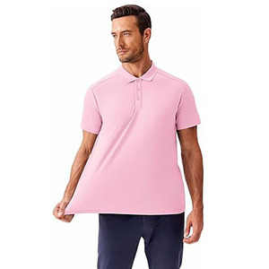 Polo rosa claro para hombre – Camiseta clásica de algodón informal de manga corta - Product Image 5