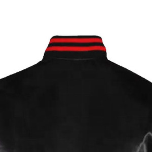 Chaqueta Varsity Negra y Roja para Hombre, Cuello Camisero, Corte Regular, Color Sólido, Cierre de Botones, Ropa de Otoño - Product Image 2