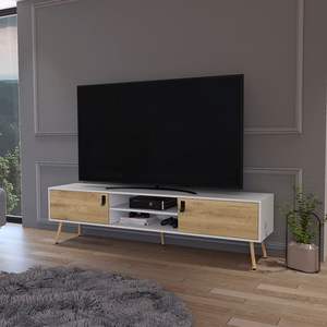 Magness <b>White</b>/Macadamia <b>TV</b> <b>Stand</b> for Living Room - Product Image 1