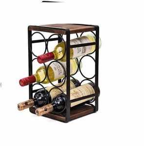 Porte-bouteilles à vin de luxe en bois noir moderne, support de présentation pour 6 bouteilles, rangement de table, résistant à l'eau et à la rouille - Product Image 3