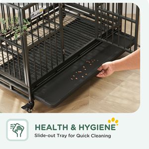 48\" Heavy Duty Dog <b>Crate</b> Large Metal Kennel with Lockable Wheels Double Door and Removable Tray Gray-XXL Size - Product Image 6