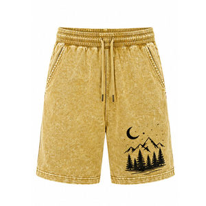 Acid Washed <b>Shorts</b> for <b>Men</b> Casual <b>Fleece</b> Streetwear Summer Wholesale Fitness Pocket Custom Cotton Workout Vintage Gym Drawstring - Product Image 1