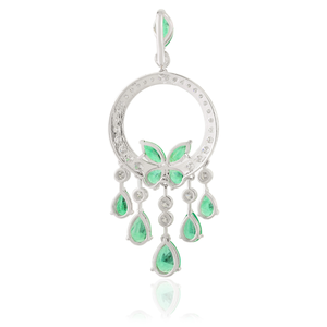 18K Solid White Gold Designer Chandelier Pendant Necklace - Product Image 6