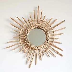 Vietnam Handmade Boho Rattan <b>Wall</b> <b>Mirror</b> <b>Set</b> Moroccan Style Wicker <b>Mirror</b> Natural Home Decor Supplier - Product Image 4