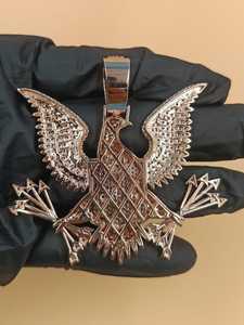 Pendentif Aigle en Argent 925 Plaqué Or Rose avec Moissanite Ronde Taille Brillant, Bijou Thème Hip Hop Unisexe - Product Image 6
