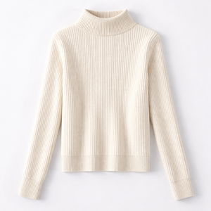 Suéter de Cuello Alto Acordonado Informal de Punto Personalizado al por Mayor para Mujer - 100% Algodón, Proveedor OEM y Fabricante Directo de Fábrica - Product Image 5