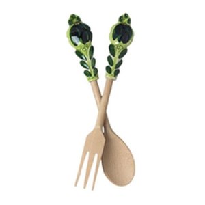 Natural wooden <b>salad</b> spoon fork set <b>salad</b> server utensils eco friendly wood kitchen serving set - Product Image 3