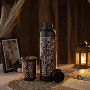 <b>Bottle</b> with lid <b>copper</b> <b>bottle</b> leak proof <b>copper</b> <b>bottle</b> Black etching design <b>copper</b> <b>bottle</b> yoga ayurveda <b>bottle</b> <b>copper</b> <b>bottle</b> - Product Image 1
