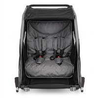 Remolque de Bicicleta para Bebés Gemelos 3 en 1 TC-2024T, Plegable, con Cinturón de Seguridad, Carrito y Correpasillos con Marco de Aluminio para Aventuras al Aire Libre