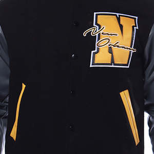 แจ็คเก็ตวาร์ซิตี้ขนสัตว์สำหรับฤดูหนาวคุณภาพสูง ดีไซน์ใหม่ ขายส่ง ราคาพิเศษ สำหรับผู้ชาย ปักโลโก้ตามสั่ง แขนหนัง - Product Image 3