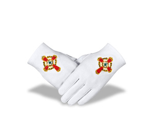 Guantes Blancos de Algodón Puro para el Rito Escocés - Emblema Bordado de la Cámara de Honor - Product Image 1