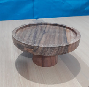 Soporte de pastel de madera de acacia ecológico con logotipo personalizado, diseño cuadrado rústico Vintage único para restaurante y fiestas de boda - Product Image 1