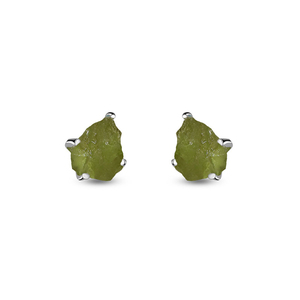 Boucles d'oreilles clous en argent sterling 925 avec péridot naturel brut, motif papillon, tendance, délicates, serties à griffes, lot de 4 paires - Product Image 2