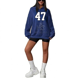 <b>Top</b> Selling Winter Women's Oversized Printed <b>Mock</b> <b>Neck</b> Fleece Sweatshirt Custom Logo Pullover Wholesale Casual Premium Quality - Product Image 4