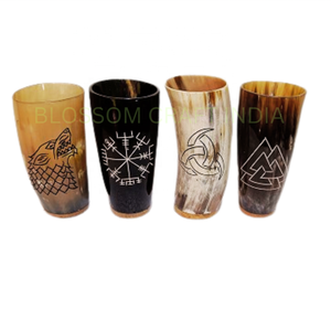 Premium Handcrafted Engraved Viking <b>Drinking</b> Horn Authentic Buffalo Horn <b>Stand</b> Polished Technique Eco-Friendly Animal Specialty - Product Image 6