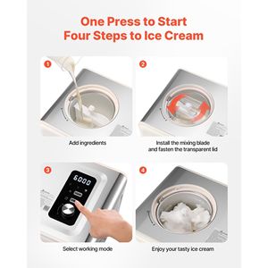 Gelatiera Elettrica Automatica da 2 Litri con Compressore Integrato, Nessun Precongelamento Necessario, 3 Modalità Disponibili - Product Image 5