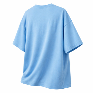 เสื้อยืดผู้ชายไซส์ใหญ่ สีน้ำเงินล้วน ผ้าฝ้าย แขนสั้น คอกลม ลำลอง ผ้าเจอร์ซีย์ถัก ย้อมสีพื้น ทรงปกติ - Product Image 2