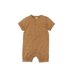 Mameluco de bebé Unisex con logotipo personalizado de manga corta de bambú Spandex Cierre de botón de punto ropa de bebé recién nacido fabricación directa de fábrica - Product Image 5