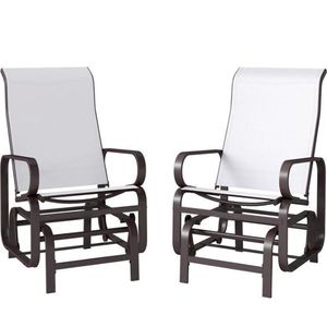 Ensemble de deux chaises longues coulissantes beiges pour balançoires de patio extérieur dans la cour - Product Image 3