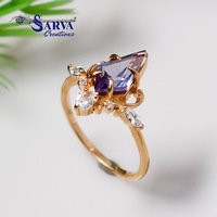Bague en argent sterling 925 plaqué or rose avec accents de zircon cubique, bijoux vintage de luxe pour les occasions de fête