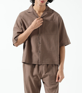 Chemise décontractée pour homme en flanelle, boutonnée, personnalisable (ODM), 100 % coton, manches trois-quarts, avec tissu satiné - Product Image 5