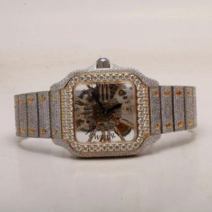 Splendid Gift Jewelry Men's Luxury Moissanite/Silver Square Case Analog Quartz <b>Watch</b> Rhinestone Dial Sapphire <b>Crystal</b> Window ETA - Product Image 5