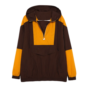 Veste coupe-vent Iota à demi-zip, marron et or, imperméable, respirante, à capuche, avec poches, grandes tailles - Product Image 1