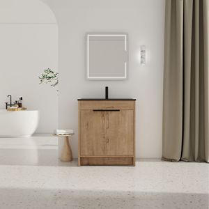 Mobile Bagno Freestanding da 30 Pollici con Lavabo, 2 Ante Soft-Close, Imballaggio KD, Modello BVB02430IMO BL9075BK - Product Image 1
