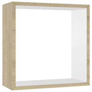 Set di 3 Mensole a Cubo da Parete in MDF Bianco e Rovere Sonoma, Dimensioni Piccole e Medie per Esposizione - Product Image 6