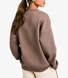 Sweat-shirt oversize à col rond et épaules tombantes pour femme, en coton uni, tricoté, à manches longues, sweats à capuche et sweat-shirts pour femme - Product Image 6