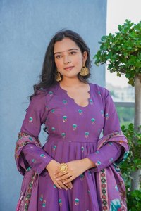 NEW Launching Designer Women's Salwar Kameez Embossed Heavy Muslin Fabric Modern Party Wear Look Collection Fullstitched Inner - Product Image 3