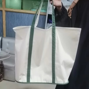 <b>Canvas</b> Tote Bag with Contrast Handles Grocery Bags Custom Logo <b>Plain</b> <b>Canvas</b> Beach Bag Wholesale Cotton Two Tone Shopping Bags - Product Image 2