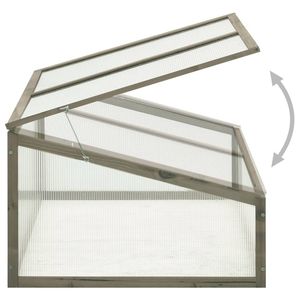 Petite serre pliable en bois de sapin avec panneaux en polycarbonate, serres de jardin et serres de culture, gris solide - Product Image 4