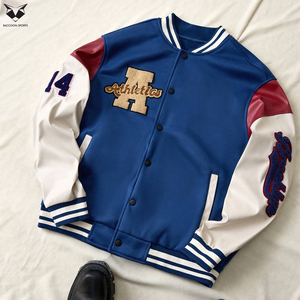 Athletics Letter A Patchwork Men Varsity <b>Jacket</b> Blue Bomber <b>Jacket</b> Maroon And <b>White</b> Leather Sleeve Custom Casual Baseball Coat - Product Image 2