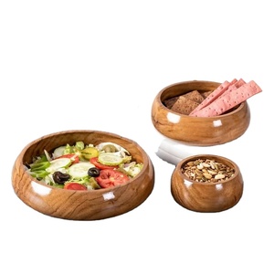 Logo personnalisé Plat de cuisine Mélange Pudding Bol en bois Tables de petit déjeuner Fruits décoratifs Bol de service pour le camping - Product Image 1