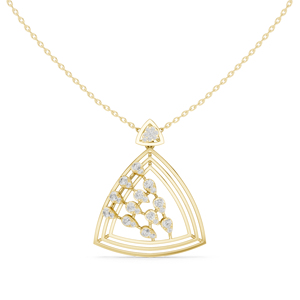 Collier pendentif en or blanc 14 carats avec diamants, chaîne à maillons, bijoux floraux triangulaires pour mariage, fiançailles, soirée - Product Image 1